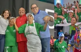 Katia Nule, Santiago Vázquez, Juan Piña y los adultos mayores.