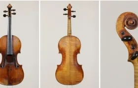 Fotografía cedida por el Consejo Nacional de Investigación de Italia (CNR) del viejo violín encontrado en un desván.