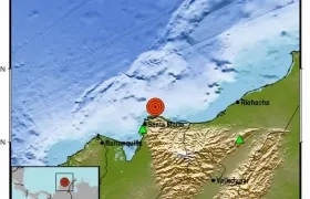 Mapa del sismo de 3,4 grados en el Mar Caribe.