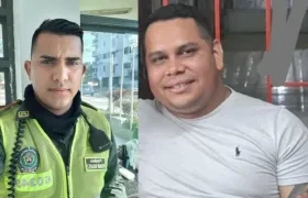 Los patrulleros Hernán David Vásquez Escorcia y Carlos Andrés Escorcia.