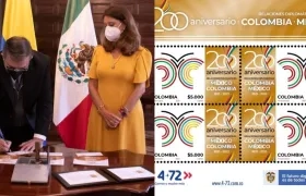 La Vicepresidente y Canciller, Marta Lucía Ramírez lideró el evento de lanzamiento del Sello Postal conmemorativo por el Bicentenario de las relaciones con México.
