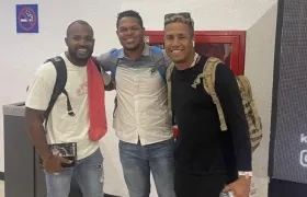 Los peloteros colombianos de Tigres, Tito Polo, Reynaldo Rodríguez y Milton Ramos.