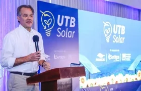 Juan Manuel Rojas, presidente de Promigas, durante la presentación de la UTB Solar.