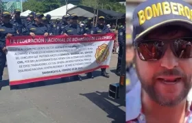 El Cuerpo de Bomberos y el Alcalde de Barranquilla, Jaime Pumarejo.