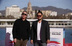 El director de cine José Luis Rugeles y el compositor Pablo Mondragón, durante la presentación de 'Rebelión'.