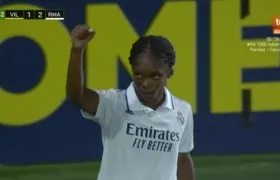 Linda Caicedo celebra el gol que le dio la clasificación al Real Madrid. 