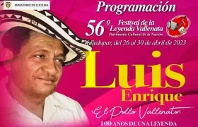 Afiche de la 56 edición del Festival de la Leyenda Vallenata en honor de Luis Enrique Martínez
