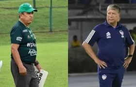 Jorge Luis Pinto y Hernán Darío Gómez, técnicos del Deportivo Cali y Junior, respectivamente.