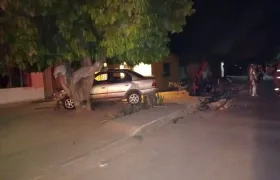 El automóvil accidentado en Fonseca (La Guajira).