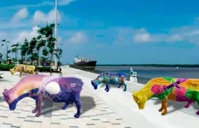 Las 'Vacasquillas', proyecto de la Corporación Luis Eduardo Nieto, que fueron intervenidas por varios artistas por los 210 años de Barranquilla