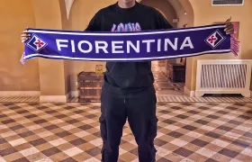 Yerry Mina luego de firmar contrato con la Fiorentina. 