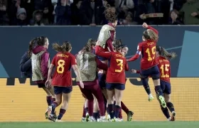 La celebración de las jugadoras españolas.