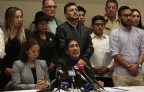 El candidato a la Presidencia de Ecuador Yaku Pérez en rueda de prensa