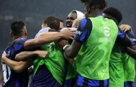 Los jugadores del Inter celebrando uno de los goles.