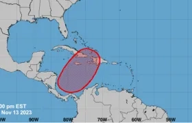 Zona roja donde se concentra el Sistema de Baja Presión en el Mar Caribe. 