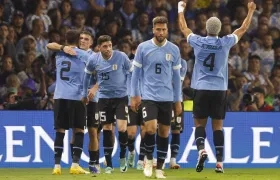 La celebración de los uruguayos en la Bombonera.