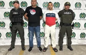 Breyner José Portillo Acosta y Jhon Ross Serje Gómez, capturados por extorsión.