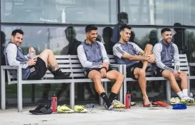 Lionel Messi, Luis Suárez, Sergio Busquets y Jordi Alba.