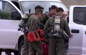 Marines minutos después del accidente de un helicóptero