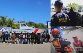 Migrantes rescatados por la Armada Nacional. 