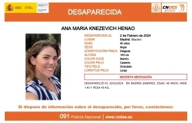 Los afiches con los que buscan en España a la colombiana Ana María Knezevich