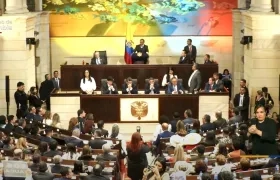 El presidente Gustavo Petro durante su discurso en el Congreso. 