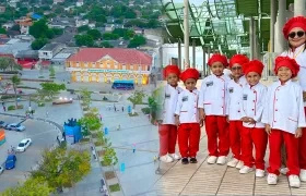 Imagen de la plaza de Puerto Colombia y Club de Cocina de 'Pequeños Chefs'. 