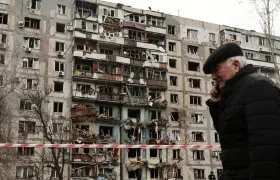 Edificio destruido en Ucrania.