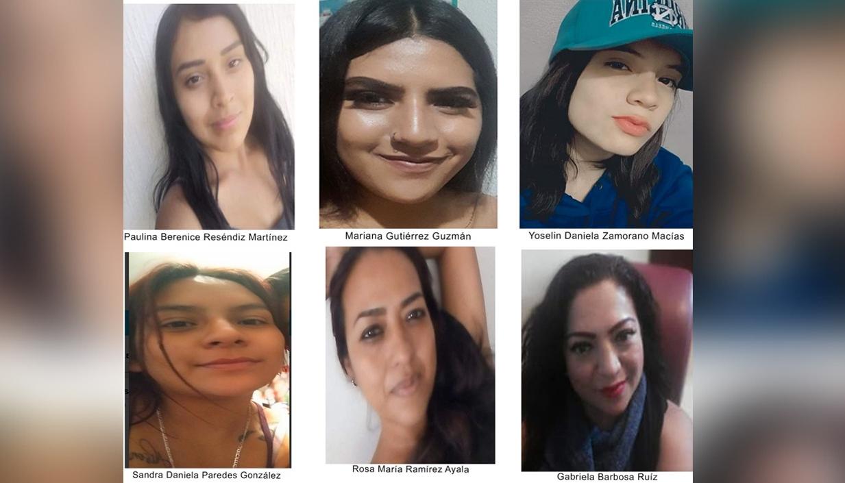 Las seis mujeres reportadas como desaparecidas desde el pasado 7 de marzo.
