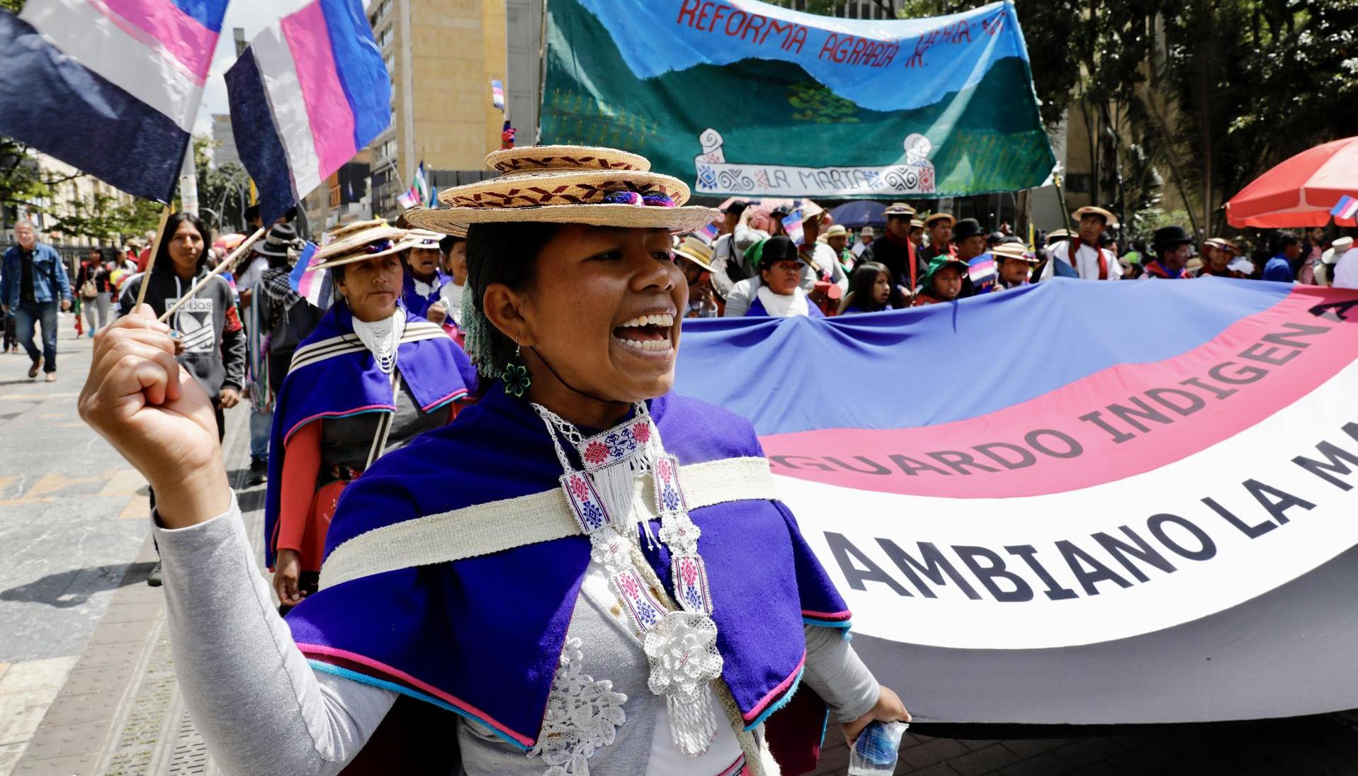 Manifestantes en Bogotá.