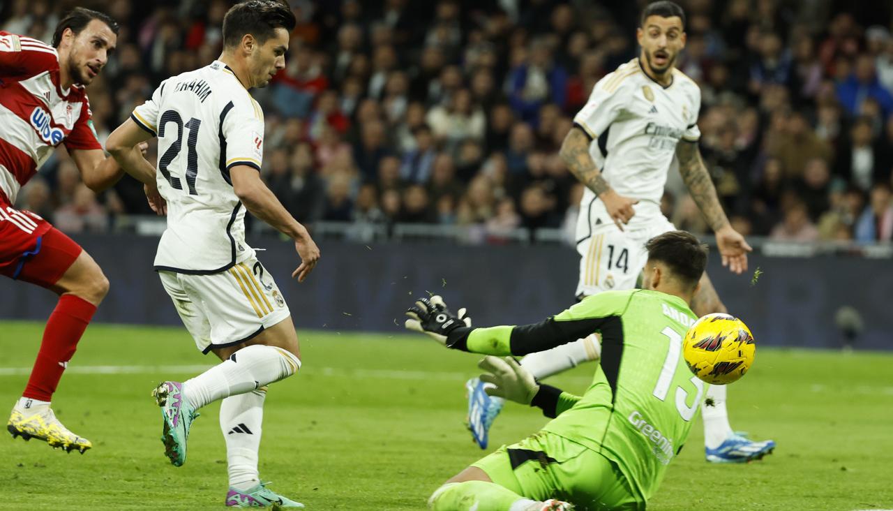 La definición de Brahim Díaz para el primer gol del Real Madrid. 