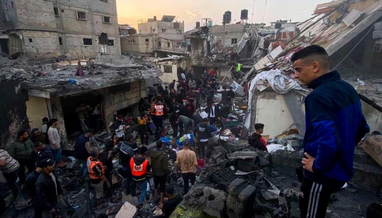Franja de Gaza tras bombardeos israelí. 