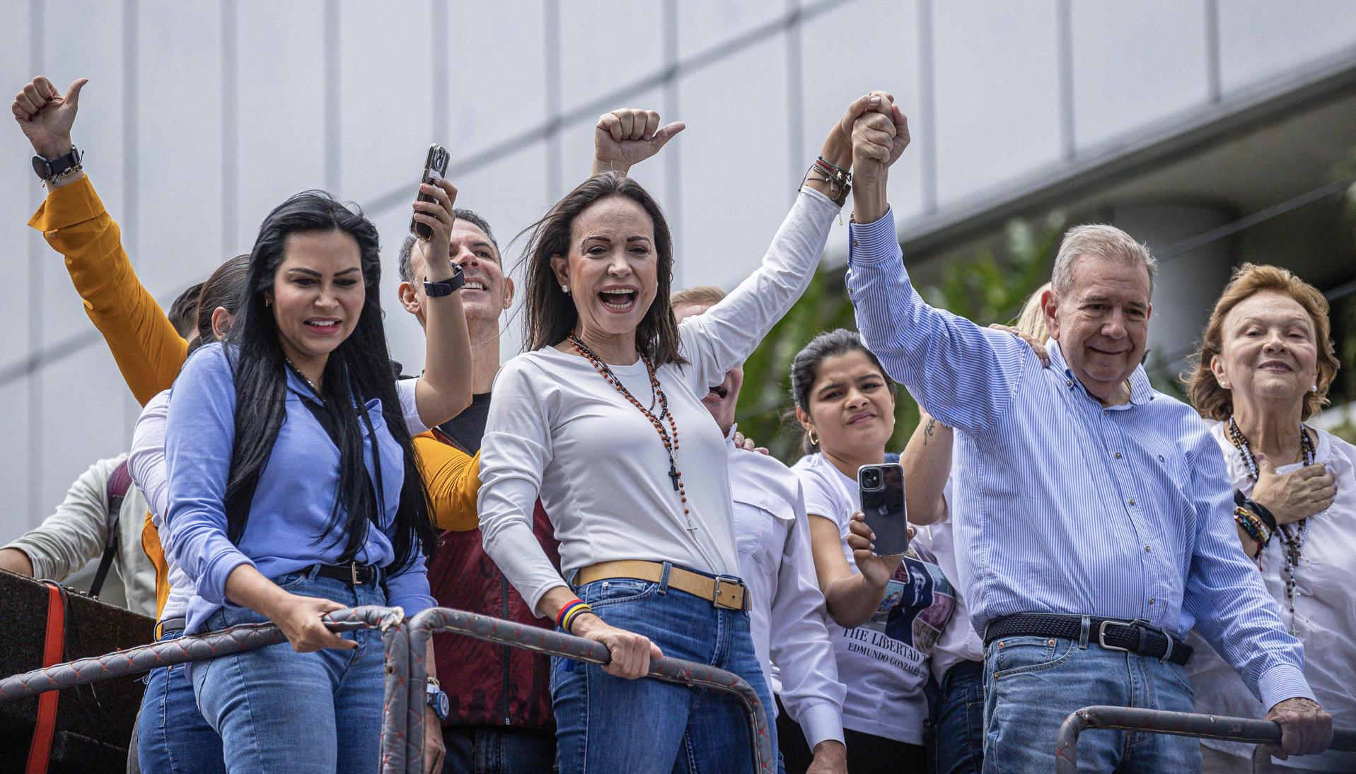 María Corina Machado y Edmundo González en una manifestación en Caracas.