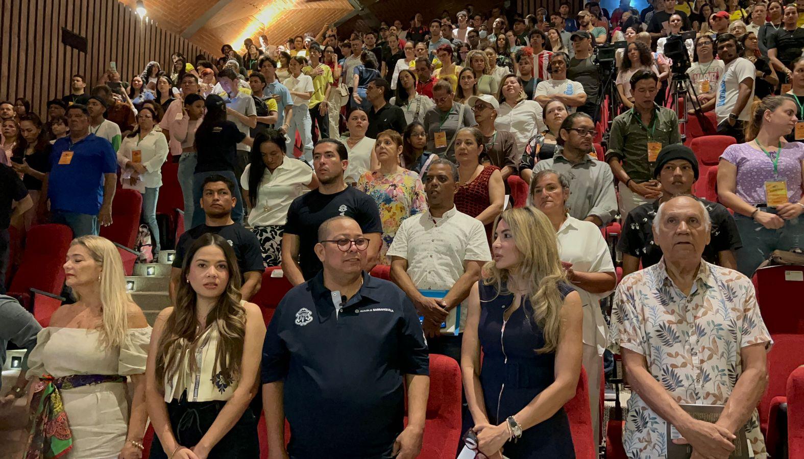 Secretario de Cultura de Barranquilla, Juan Carlos Ospino, con la Gerente de Ciudad Ana María Aljure.