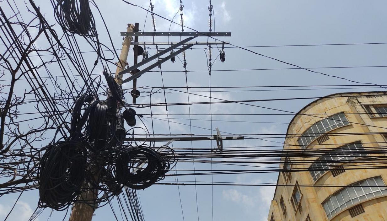 Telarañas en postes de Barranquilla.