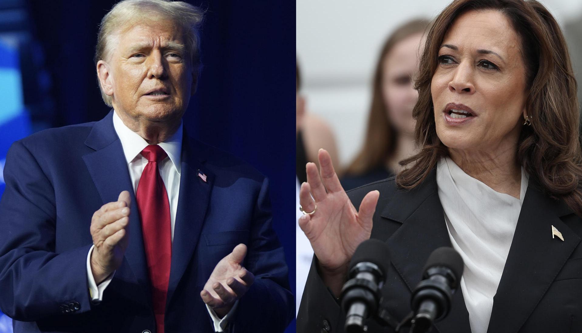 El expresidente Donald Trump y a la actual vicepresidenta Kamala Harris.