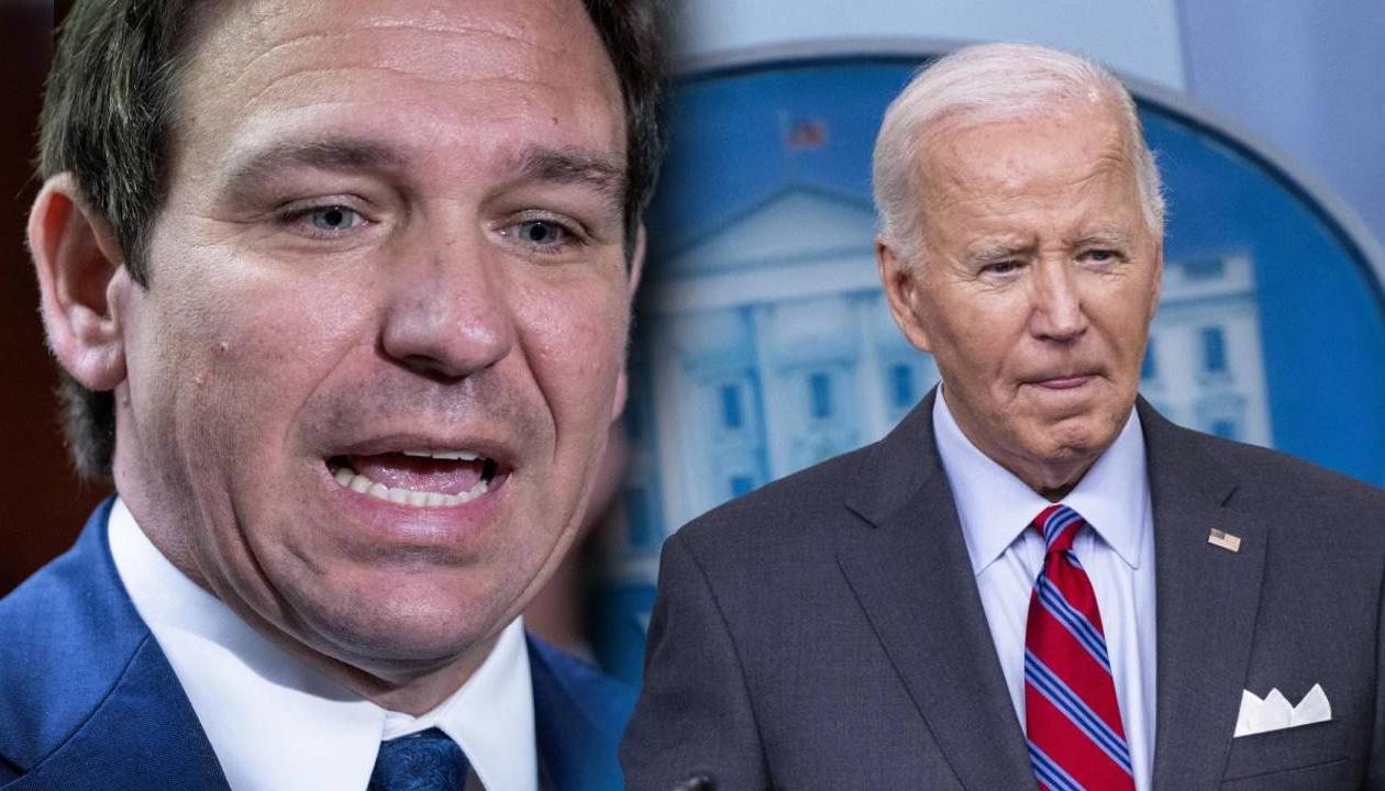 El gobernador de Florida, Ron DeSantis, y el Presidente Joe Biden.