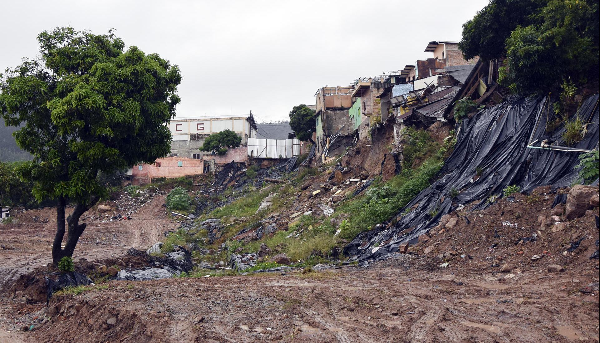 Zona de derrumbes en Tegucigalpa.