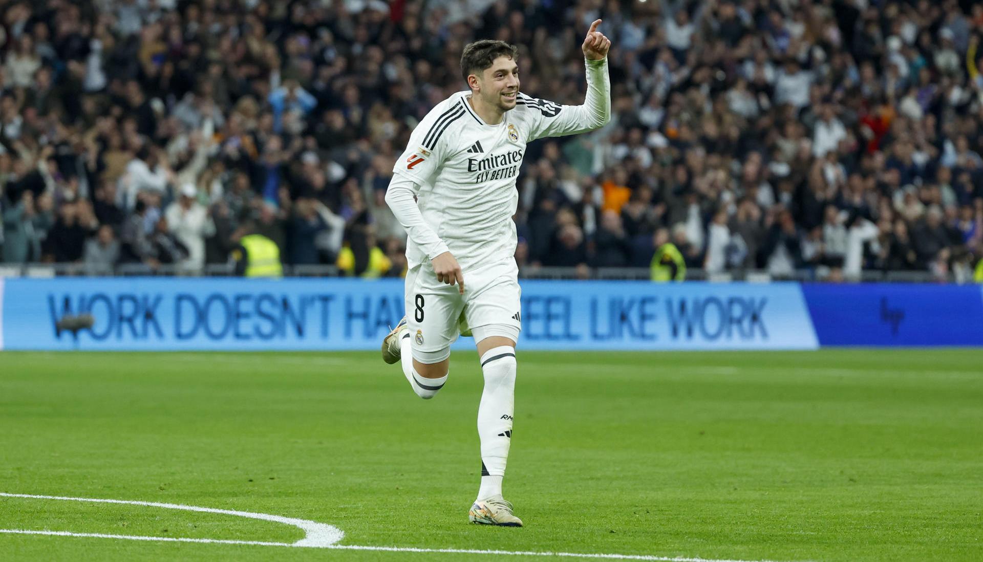 El uruguayo Federico Valverde celebrando su gol.