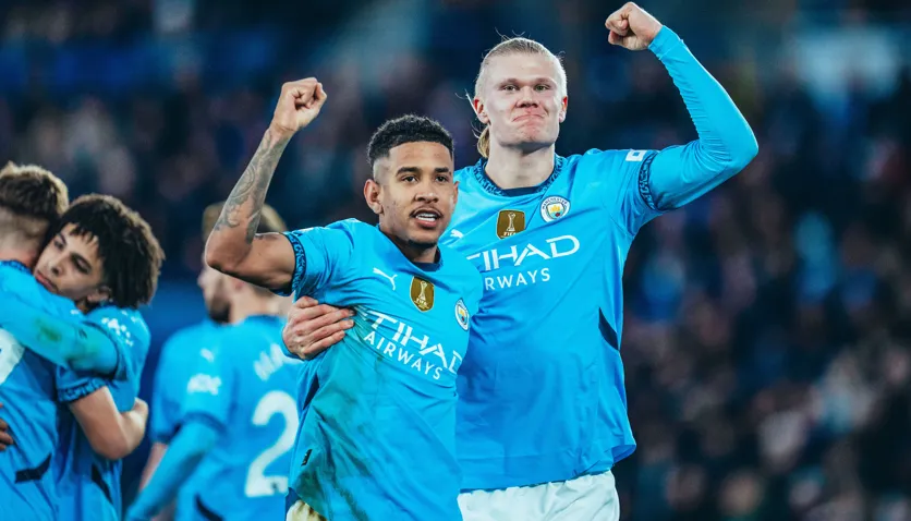 Savinho y Haaland, autores de los goles del Manchester City.