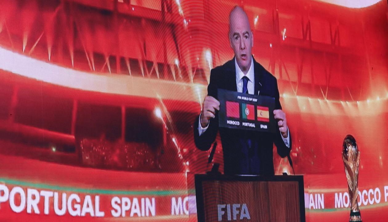 Gianni Infantino, presidente de la FIFA, durante su intervención en el congreso del organismo. 