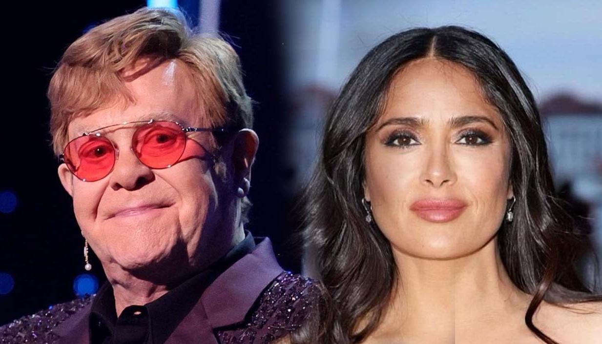 Elton John y Salma Hayek.