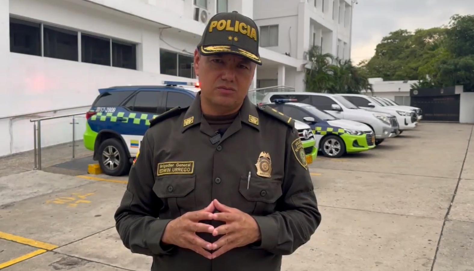 General Edwin Urrego, comandante de la Policía Metropolitana de Barranquilla. 