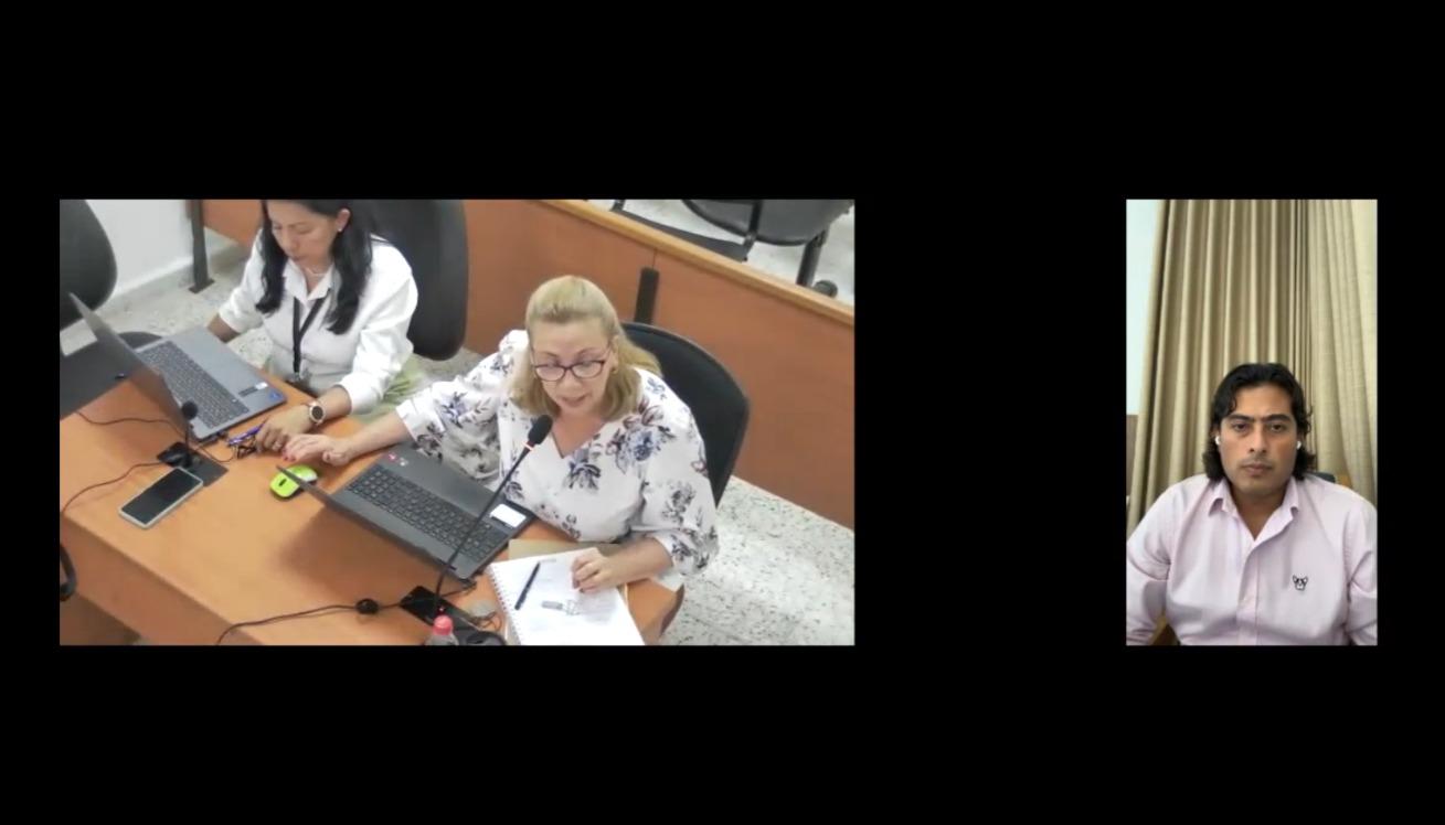 Nicolás Petro en la audiencia de hoy.