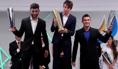 Urán, recibiendo el premio como deportista del año en Colombia.