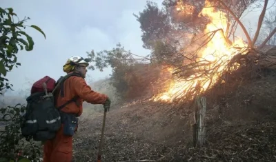 Cientos de bomberos intentan controlar hoy los incendios que arrasan miles de hectáreas en el sureste de California.