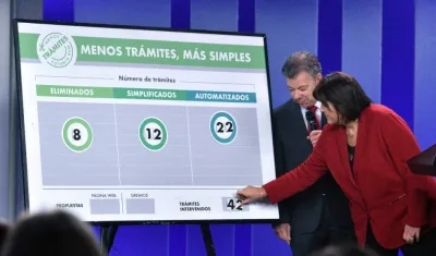 Juan Manuel Santos, presidente, durante el balance de "Menos trámites, más simples".
