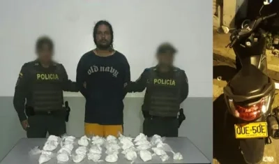 Ronald Eduard Mazzo Estrada y la droga incautada.