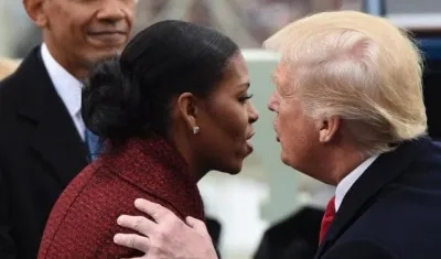 Michelle Obama con el Presidente Donald Trump el día de su posesión.