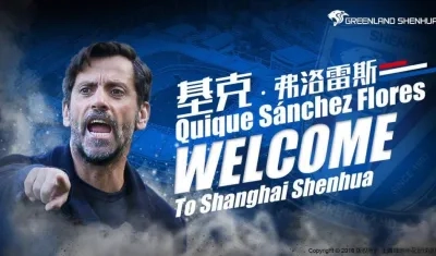 Así le dieron la bienvenida a Quique Sánchez Flórez, en China. 
